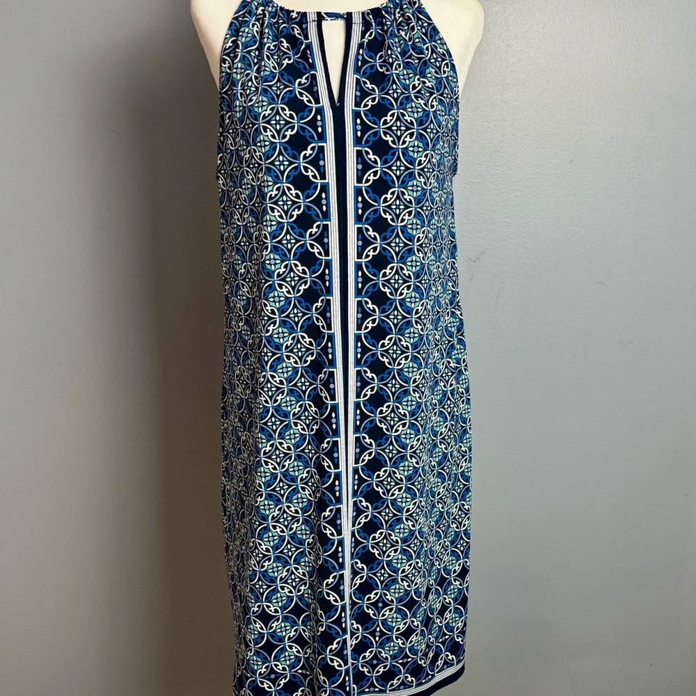 Max Studio Blue and White Patterned Dress